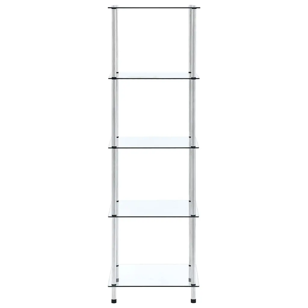 5-Tier Standing Shelf Transparent Tempered Glass Display Storage Unit