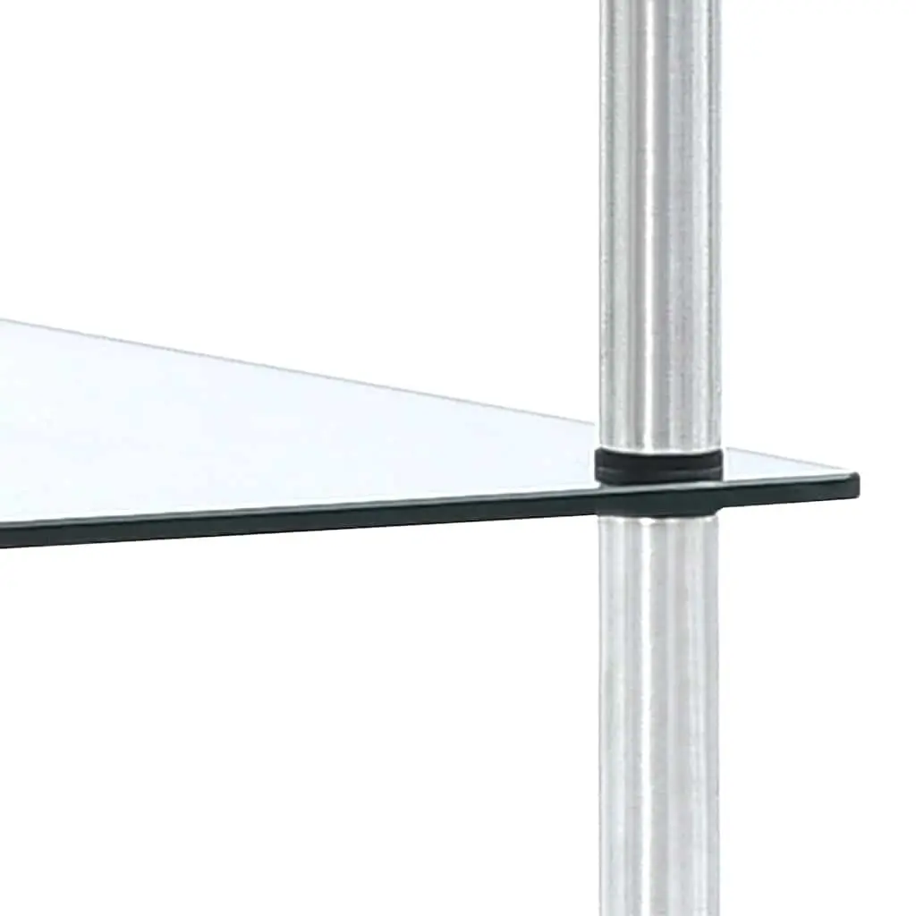 5-Tier Standing Shelf Transparent Tempered Glass Display Storage Unit