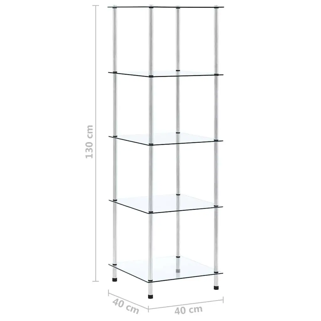 5-Tier Standing Shelf Transparent Tempered Glass Display Storage Unit