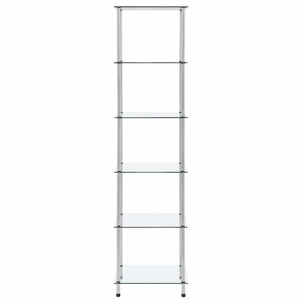 6-Tier Glass Shelf Unit Tempered Glass Display 40x40x160cm Transparent