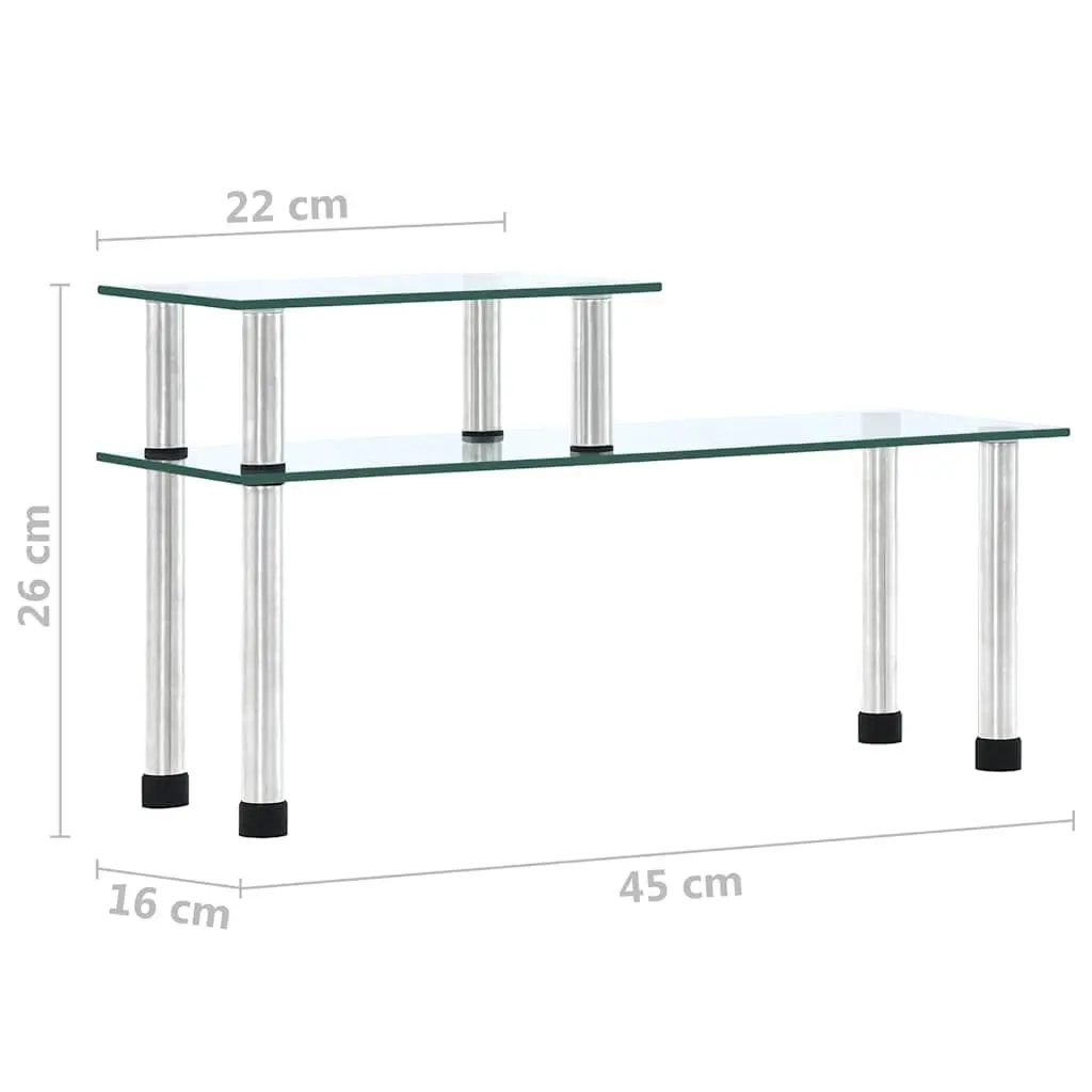 2-Tier Kitchen Shelf Tempered Glass Spice Rack Organiser 45 x 16 x 26 cm Transparent