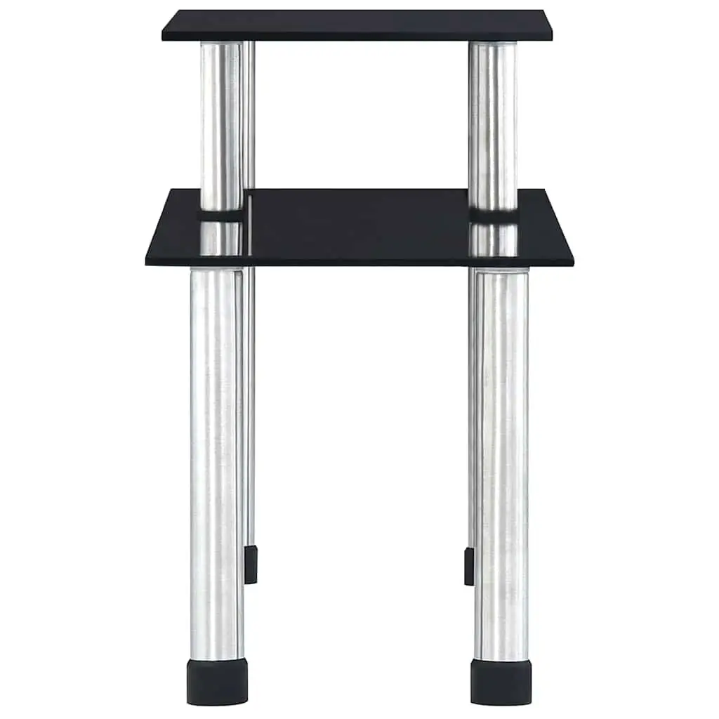 2-Tier Kitchen Shelf Black Tempered Glass Spice Rack Organiser 45 x 16 x 26 cm