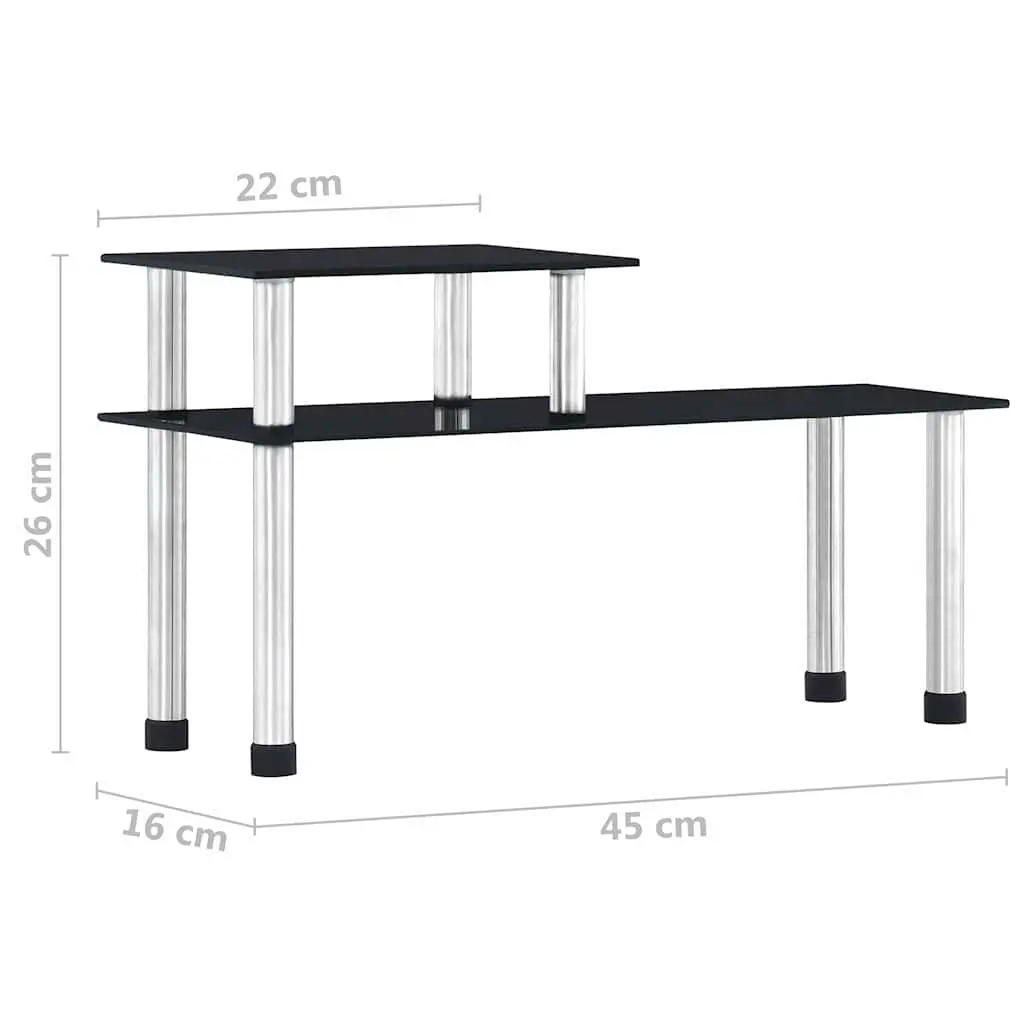 2-Tier Kitchen Shelf Black Tempered Glass Spice Rack Organiser 45 x 16 x 26 cm