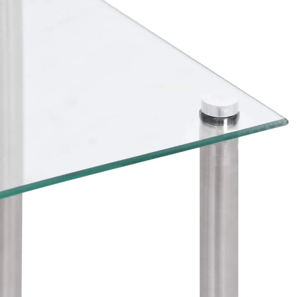 Nesting Tables Set 3 Pieces Transparent Glass Stainless Steel Legs Modern End