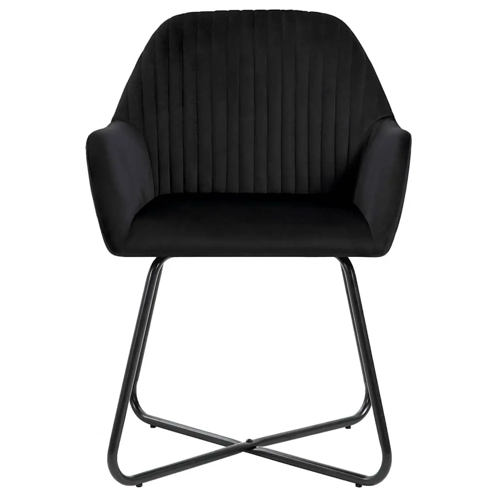 Dining Chairs 2 pcs Black Velvet Kitchen Living Room Seating with Armrests