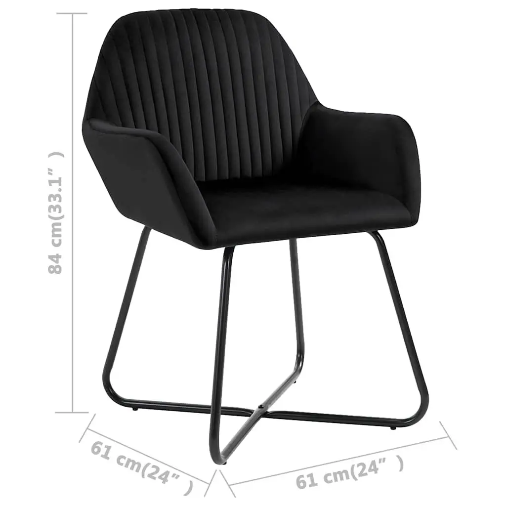 Dining Chairs 2 pcs Black Velvet Kitchen Living Room Seating with Armrests