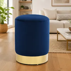 Practical Blue Velvet Barrel Stool for Your Home