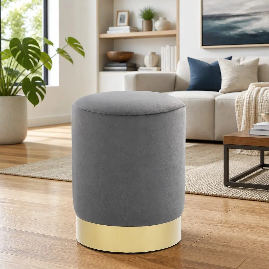 Barrel Stool with Velvet Comfort