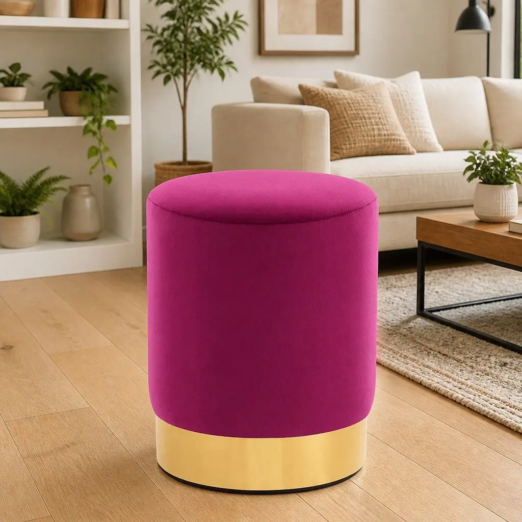 Purple Velvet Barrel Stool