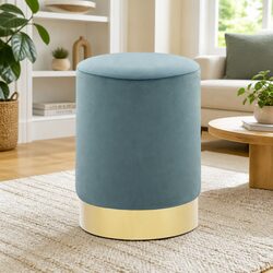 Comfortable and Valuable Light Blue Velvet Stool