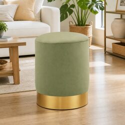 Practical Green Velvet Barrel Stool for Your Home