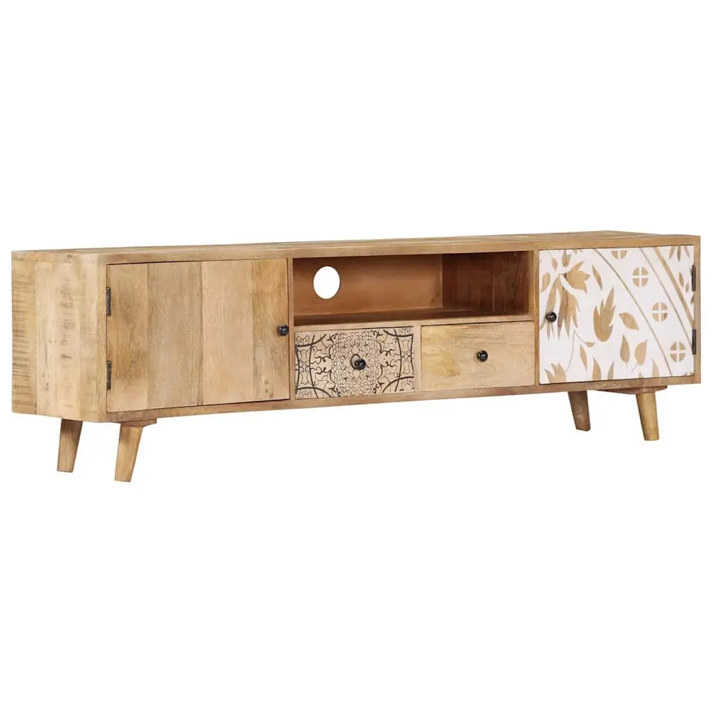 Solid Mango Wood TV Cabinet 140x30x40 cm Brown Lowboard Storage Unit