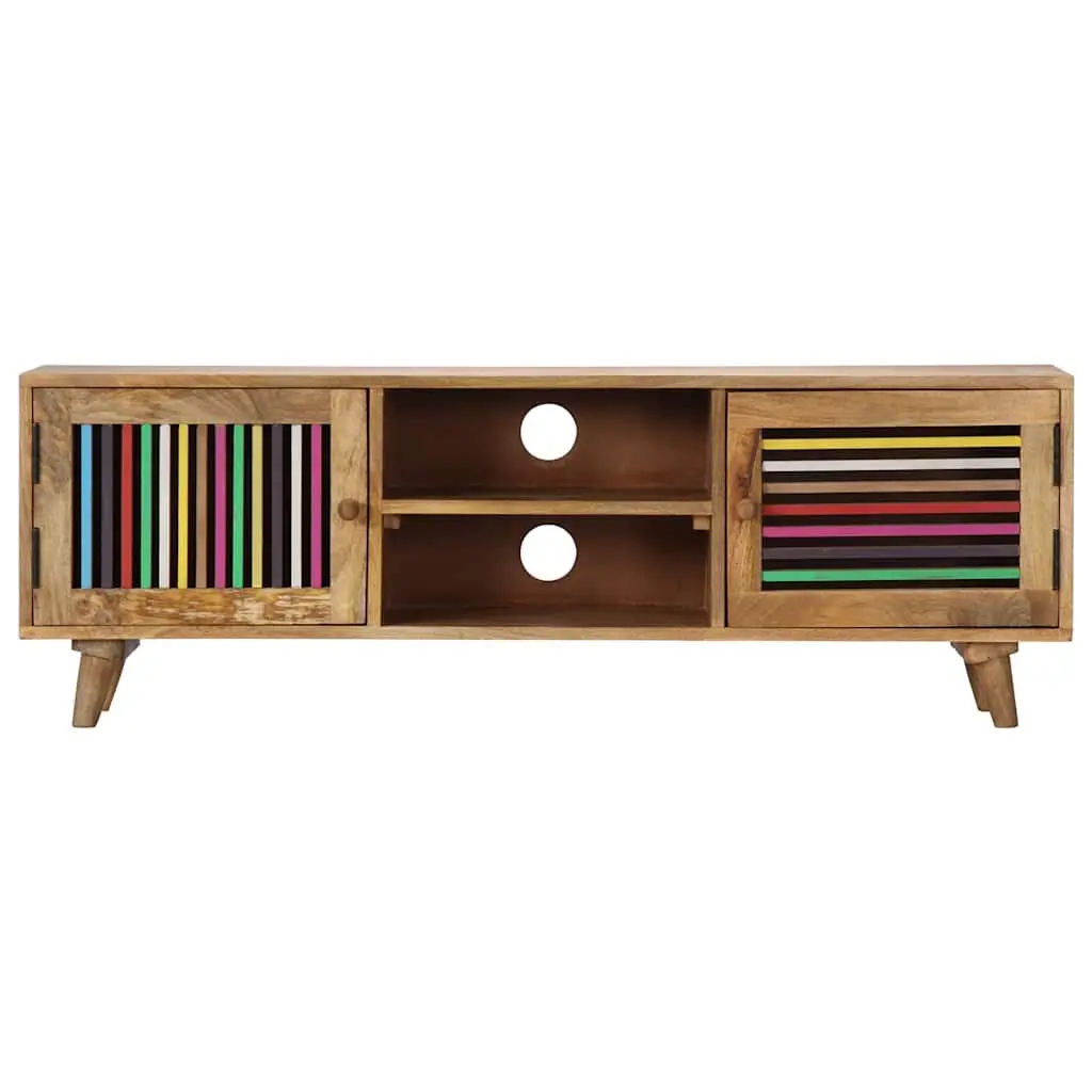 Solid Mango Wood TV Cabinet Storage Unit with Doors Brown 120x30x40cm