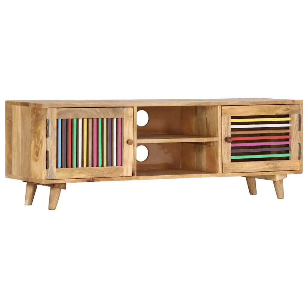 Solid Mango Wood TV Cabinet Storage Unit with Doors Brown 120x30x40cm