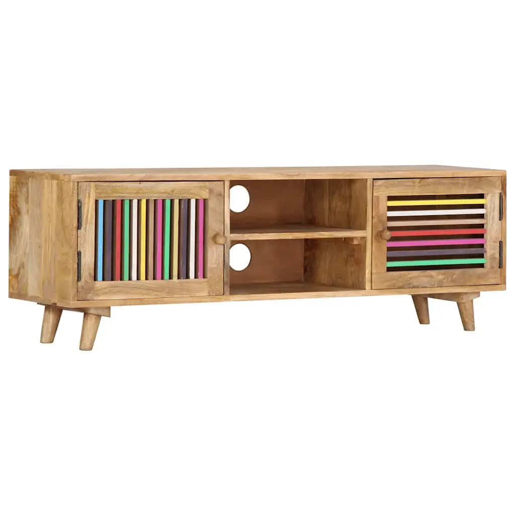Solid Mango Wood TV Cabinet Storage Unit with Doors Brown 120x30x40cm