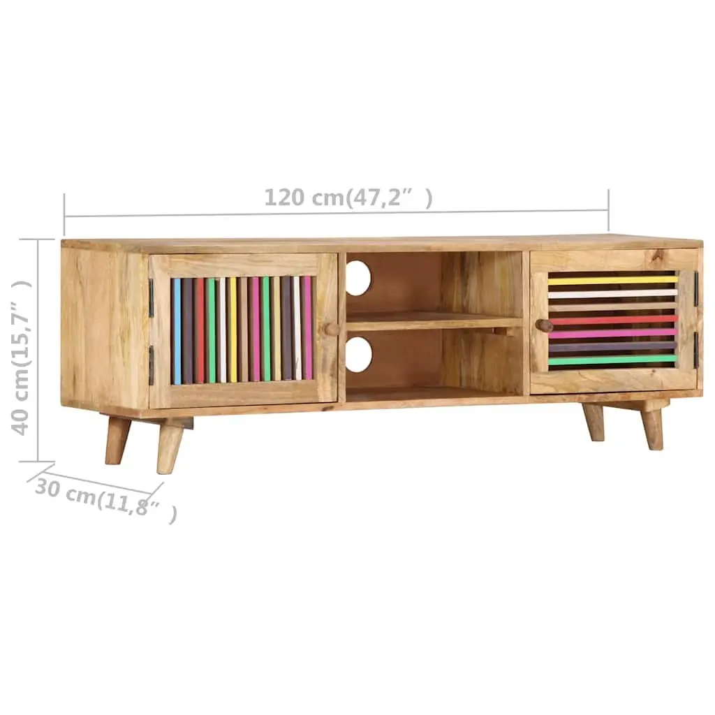 Solid Mango Wood TV Cabinet Storage Unit with Doors Brown 120x30x40cm