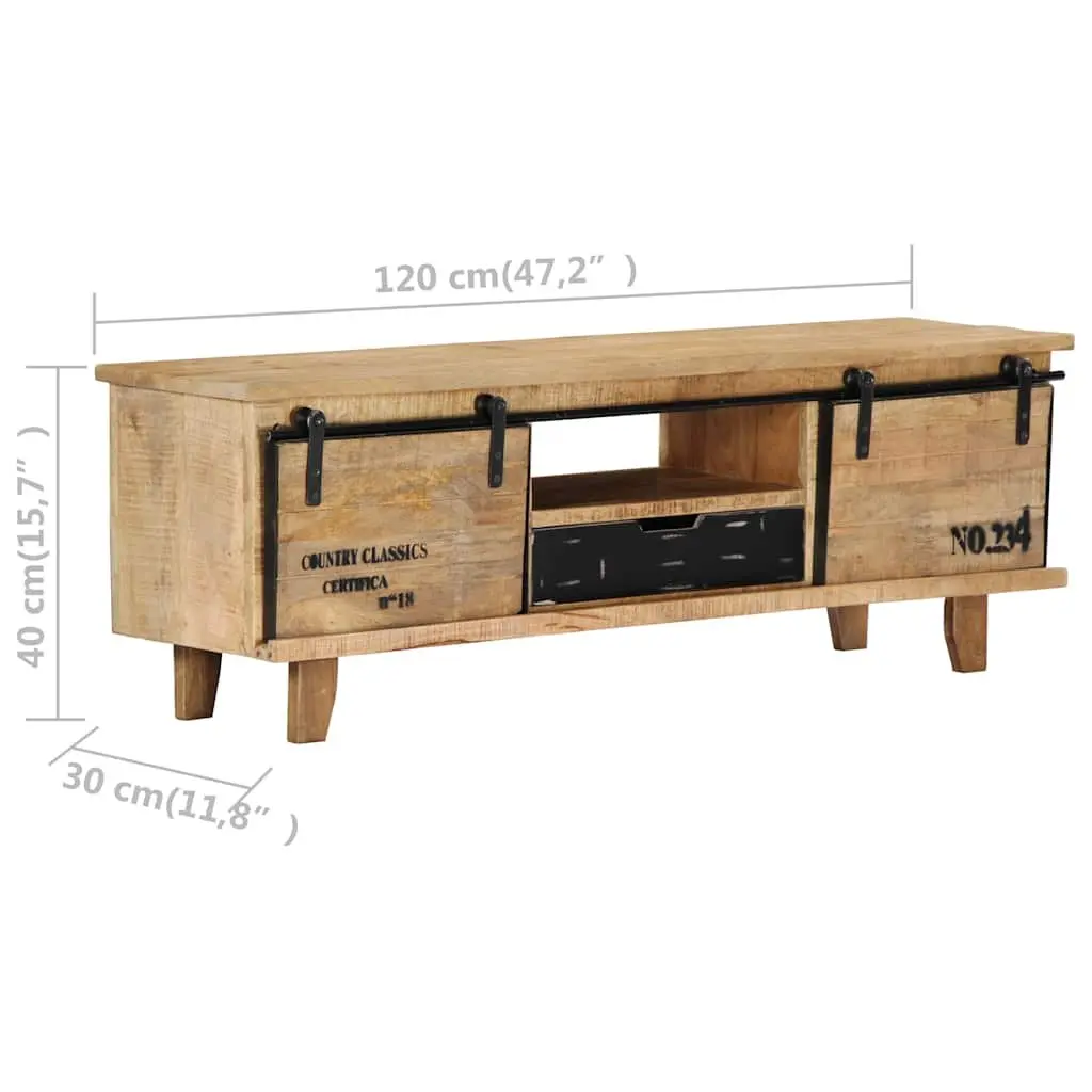 TV Cabinet 120x30x40 cm Brown Solid Mango Wood Storage Unit Lowboard
