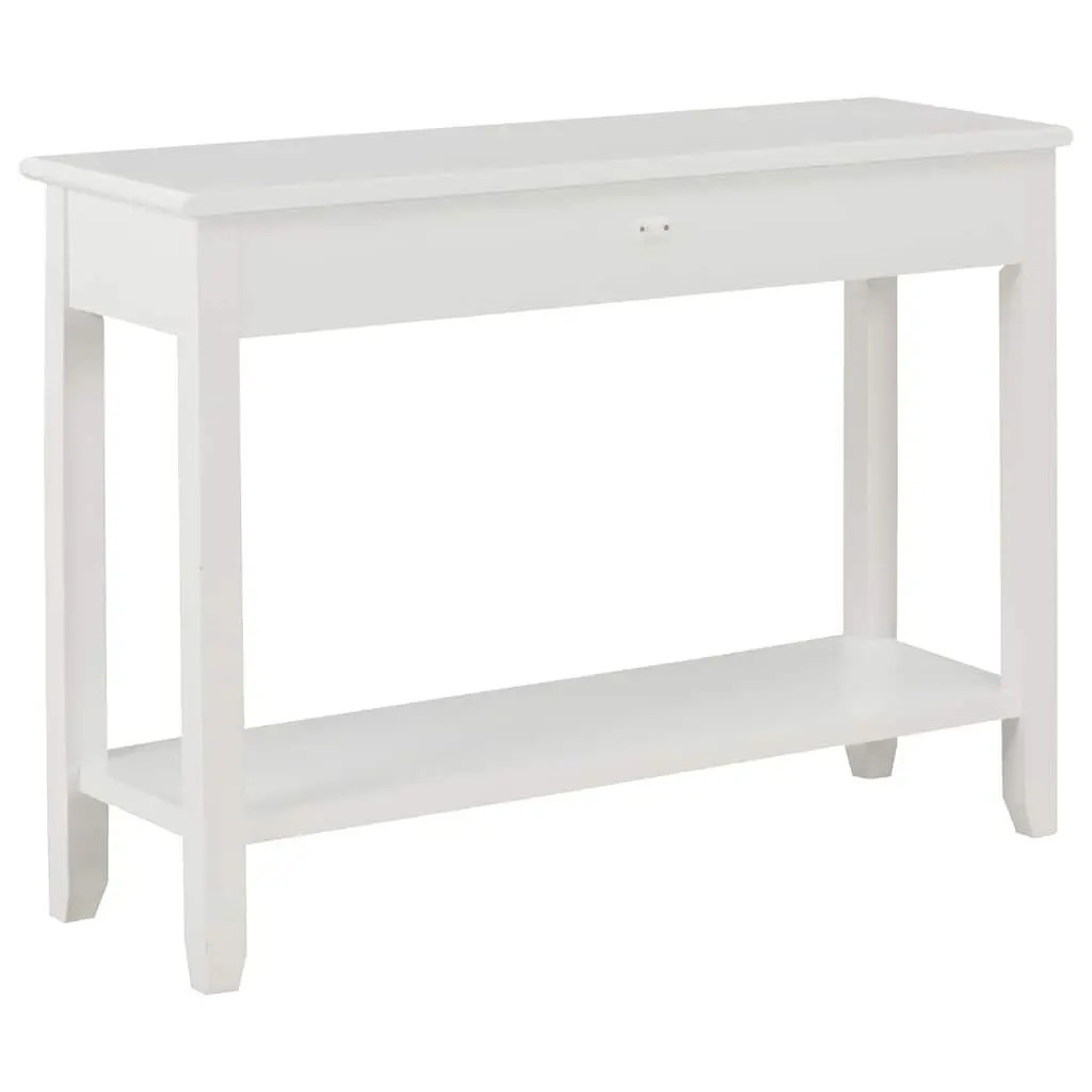 End Table White Wooden Console 110x35x80 cm with Drawers and Shelf Storage