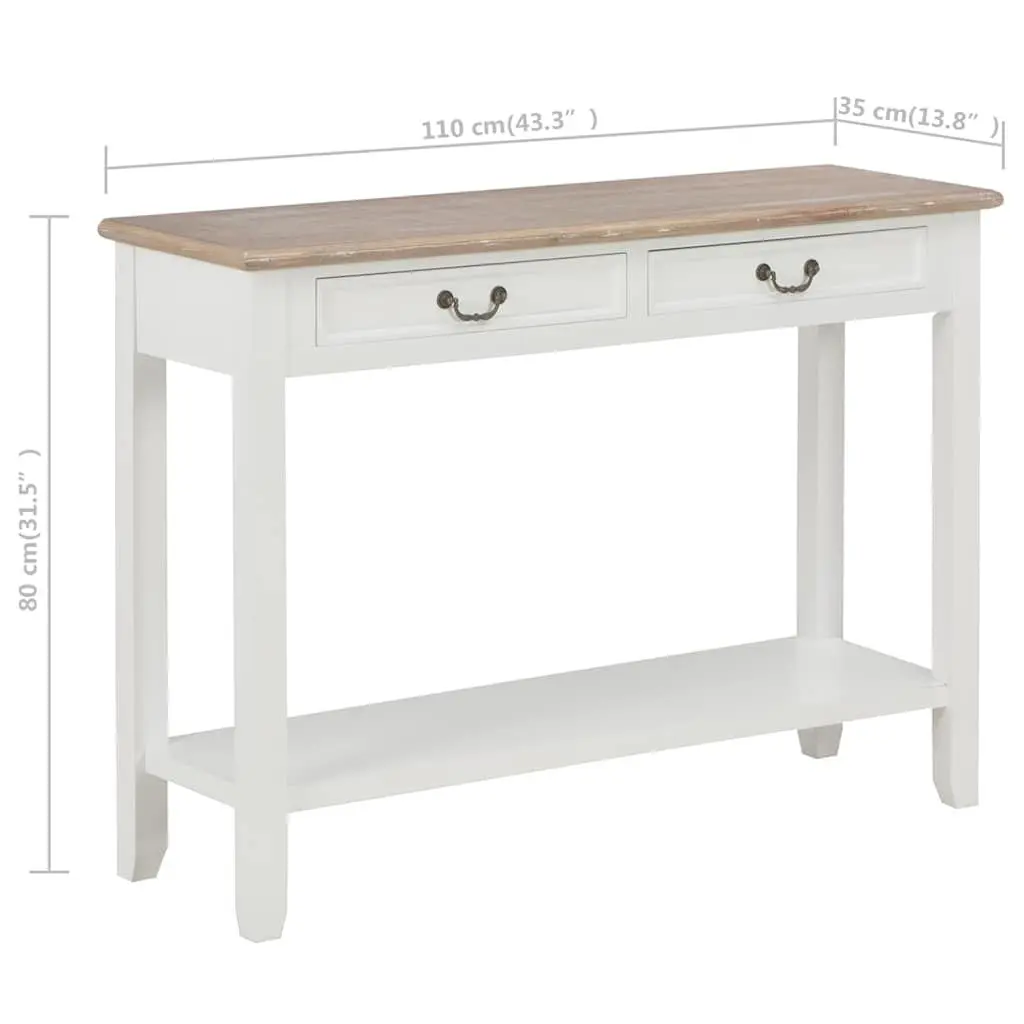 Console Table Entryway Accent Furniture 110x35x80 cm White with Drawers Shelf