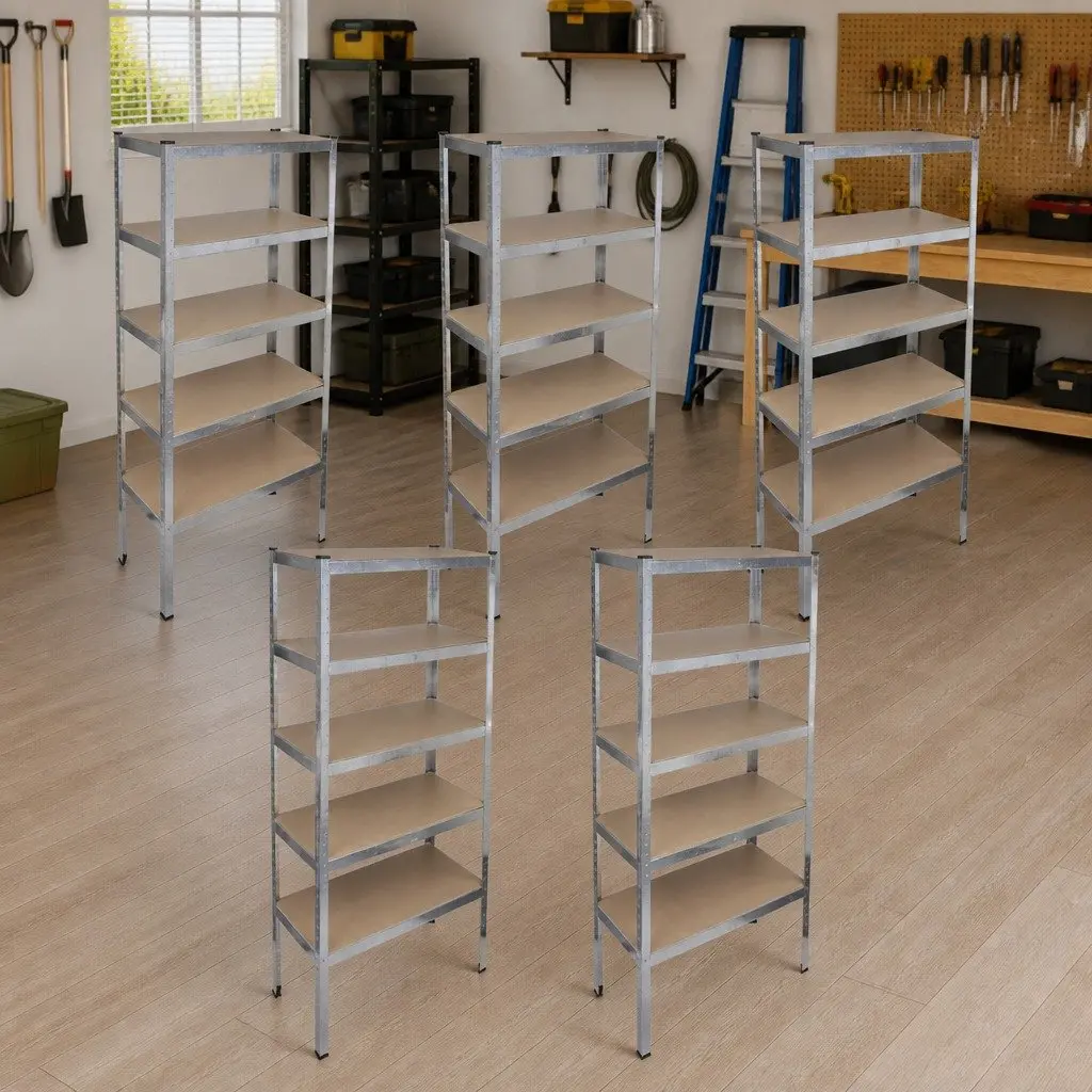Storage Rack Shelf Unit Organization System 5 Piece Set Brown