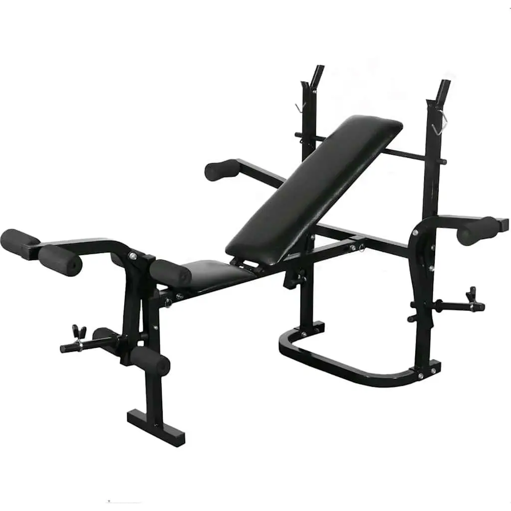 Folding Weight Bench Dumbbell Barbell Set Home Gym Equipment White
