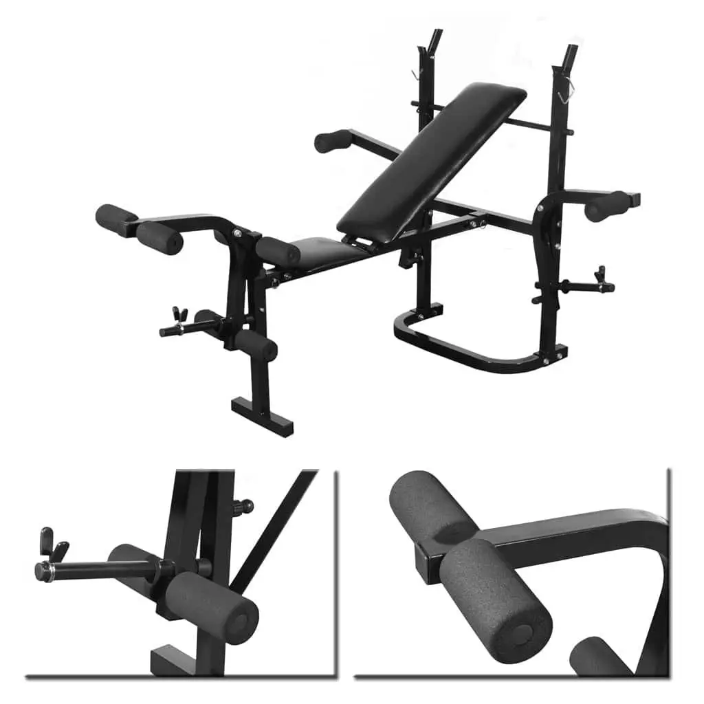 Folding Weight Bench Dumbbell Barbell Set Home Gym Equipment White