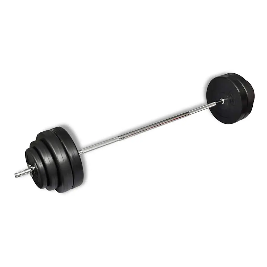 Folding Weight Bench Dumbbell Barbell Set Home Gym Equipment White