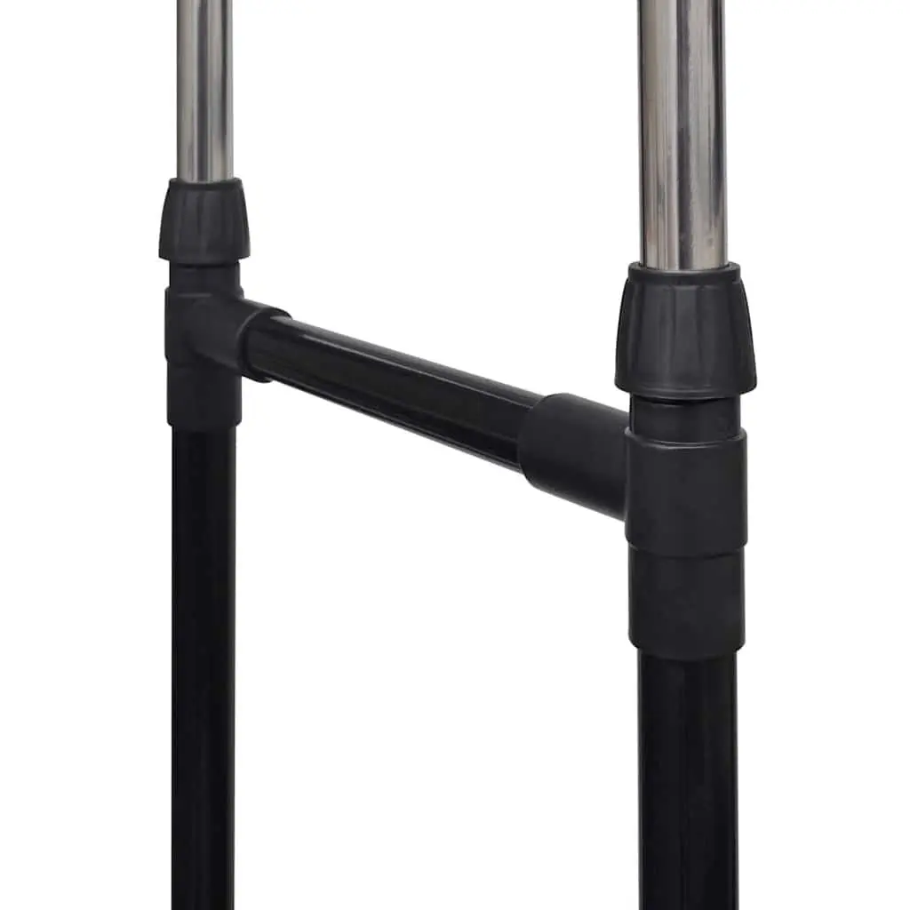 Clothes Rack Adjustable Hanging Storage Organiser Set 2 pcs Black Stainless Steel