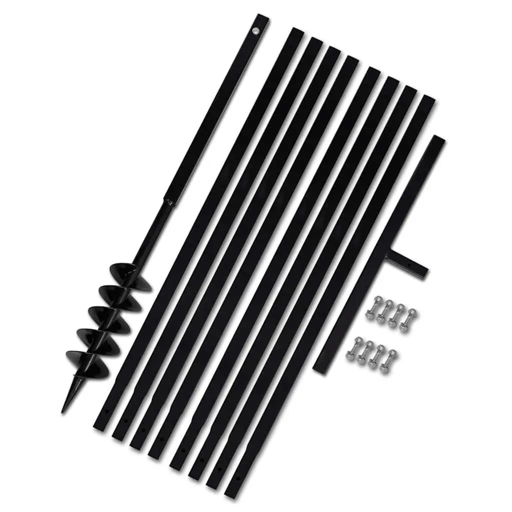 Ground Drill 100mm Soil Auger with Handle and 8 Extension Tubes 9m Steel for Planting Composting and Soil Work