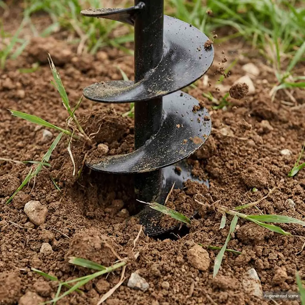 Ground Drill Auger 150mm Soil Aeration 5m Steel with Handle Extension