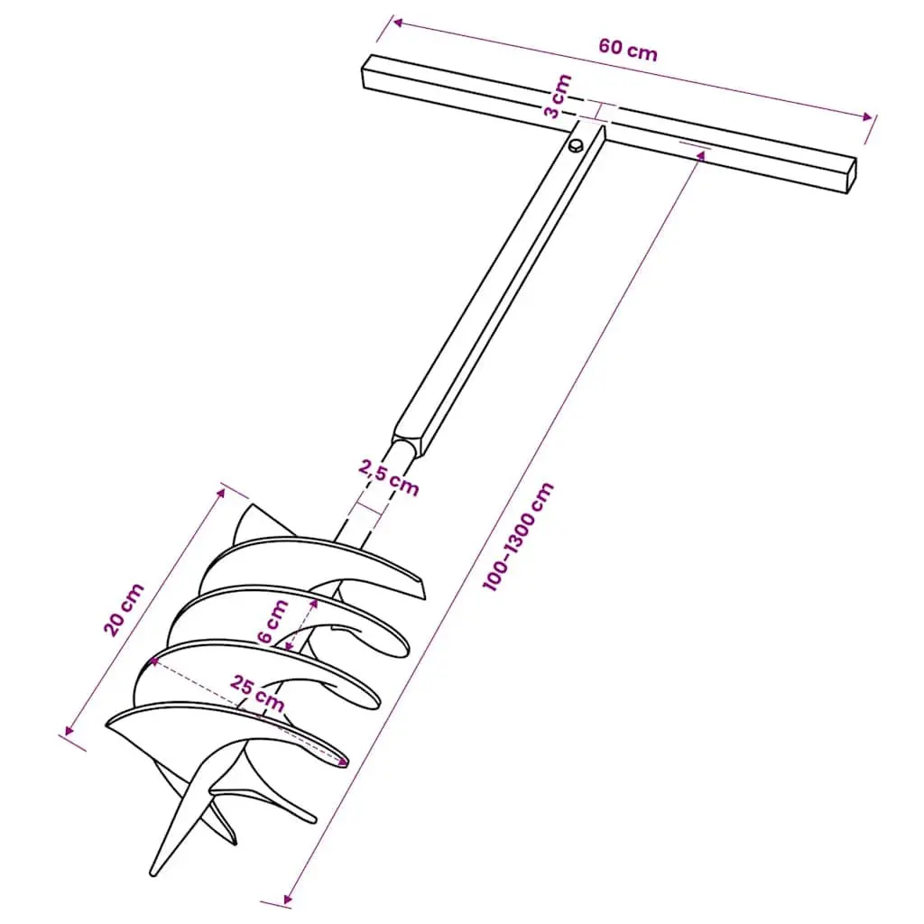 Ground Drill 200mm Soil Auger with Handle 13m Extension Tubes Gardening Tool
