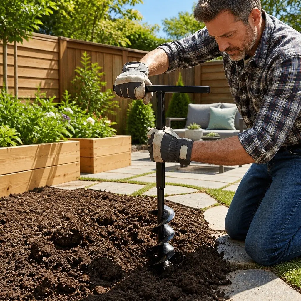 Ground Drill Auger 80mm with Handle Extension Tubes 5m Steel Gardening Tool
