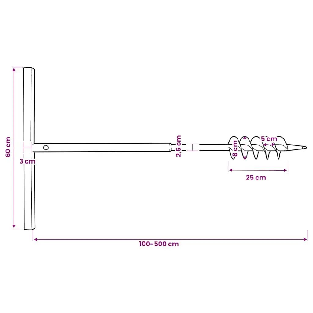 Ground Drill Auger 80mm Gardening Tool with Handle and 5m Extension Tubes