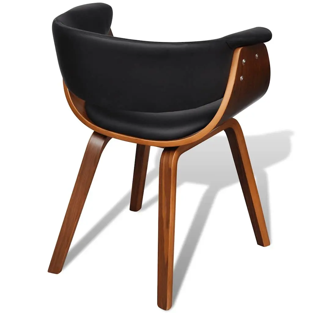 Dining Chairs Set of 4 Padded Seat Faux Leather Bent Wood Frame Black