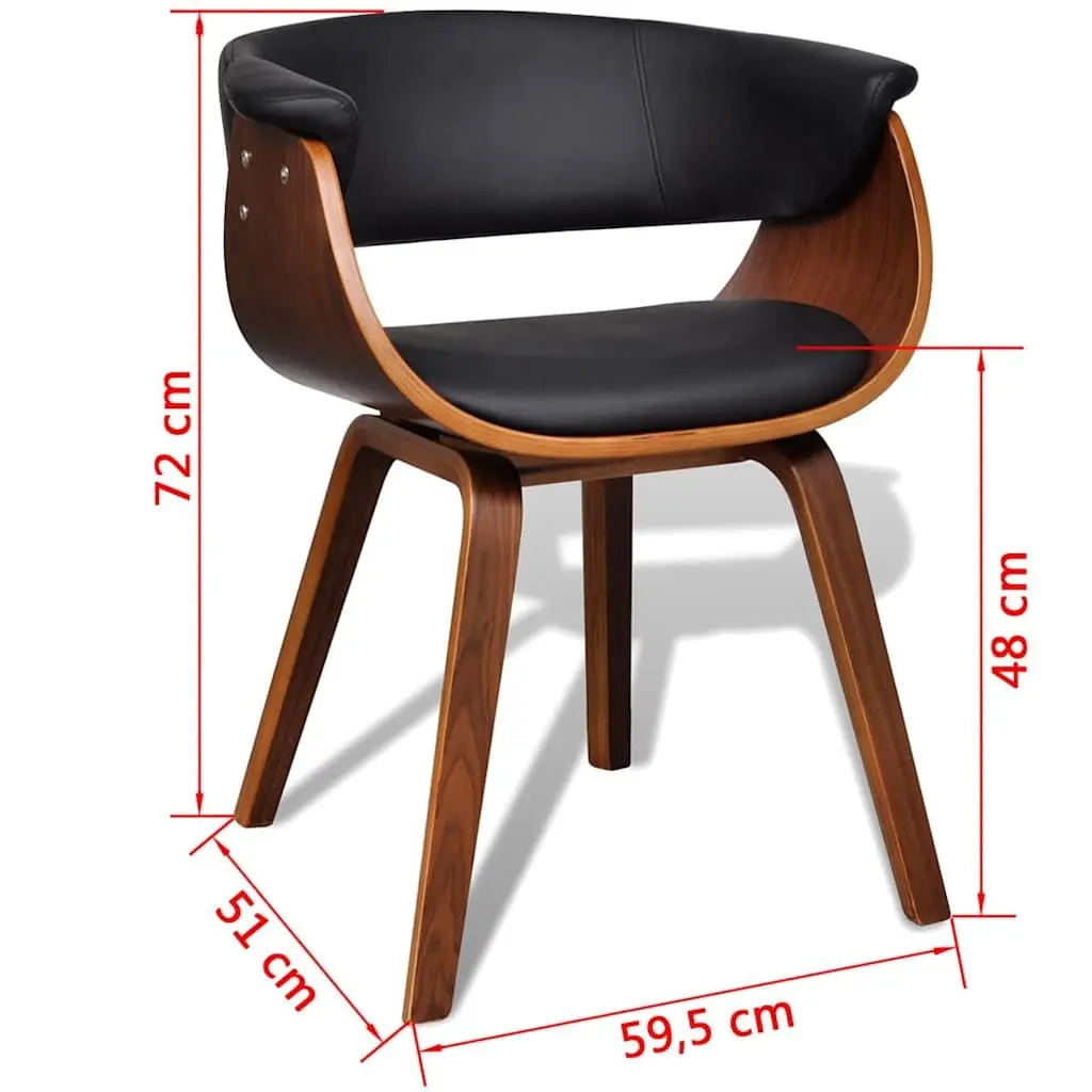 Dining Chairs Set of 4 Padded Seat Faux Leather Bent Wood Frame Black