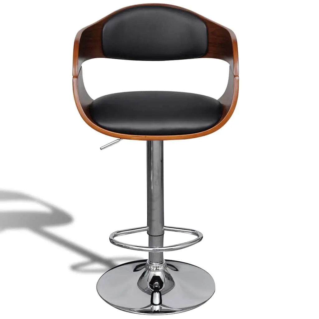 Bar Stools Adjustable Height Ergonomic Black Faux Leather 2 Piece Set