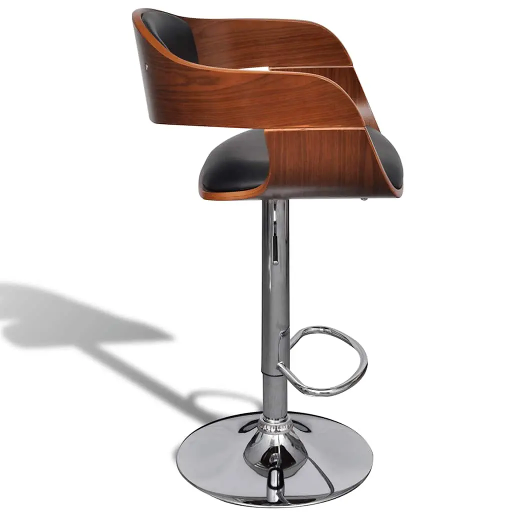 Bar Stools Adjustable Height Ergonomic Black Faux Leather 2 Piece Set