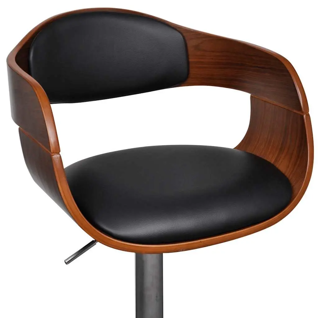 Bar Stools Adjustable Height Ergonomic Black Faux Leather 2 Piece Set