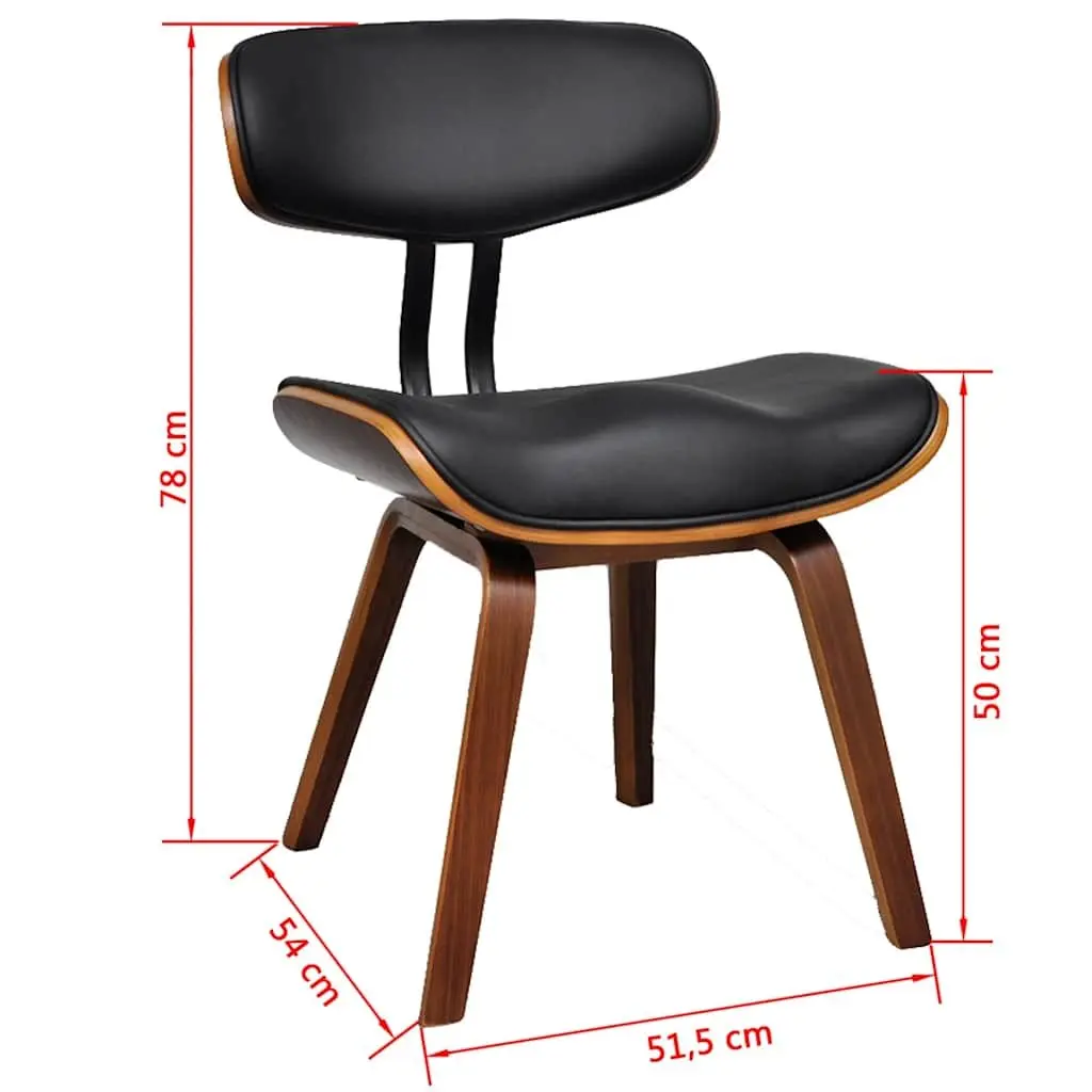 Dining Chairs Set 6 pcs Black Faux Leather Bent Wood Frame Kitchen Seating