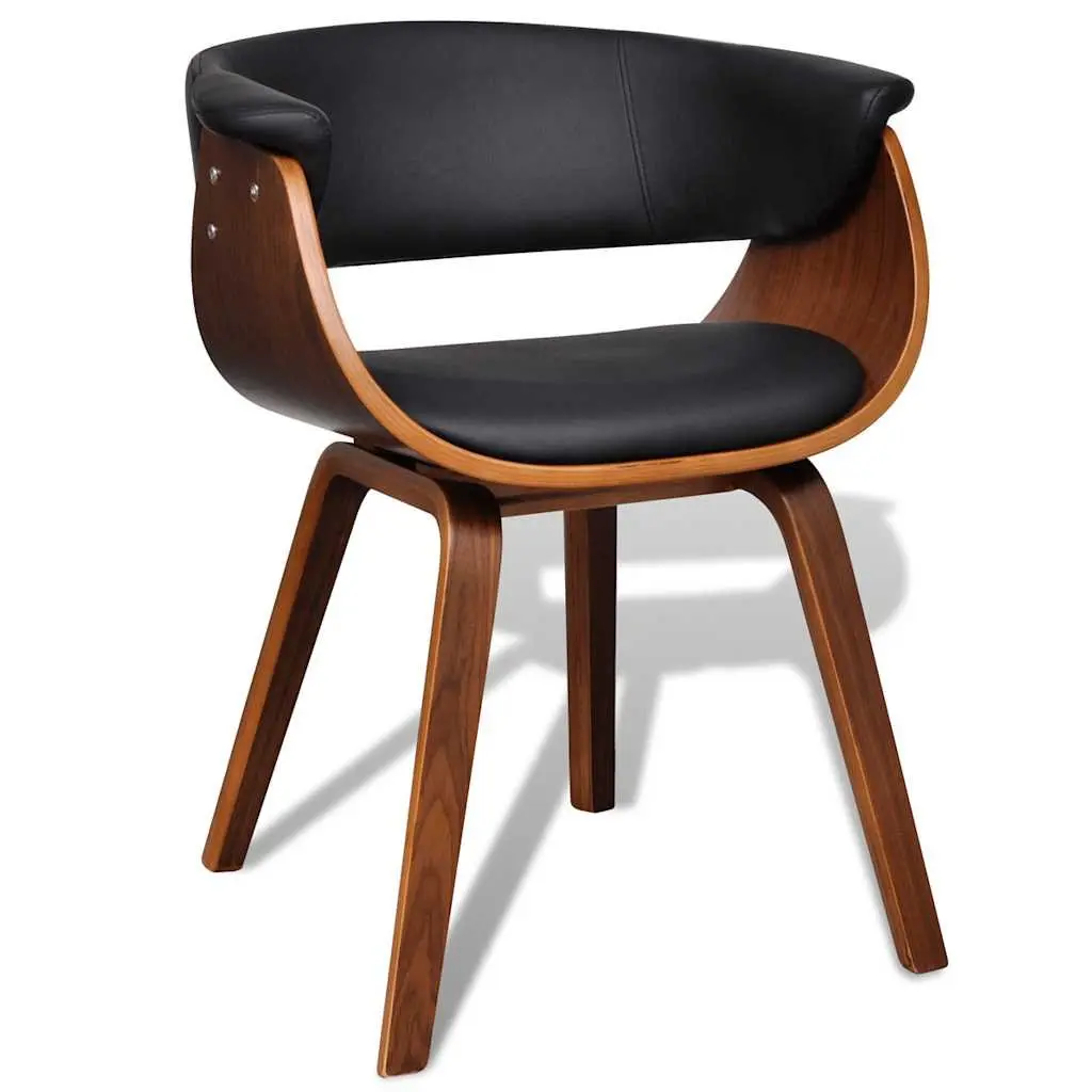 Dining Chairs Set 6 Piece Padded Faux Leather Seating Bent Wood Frame Black