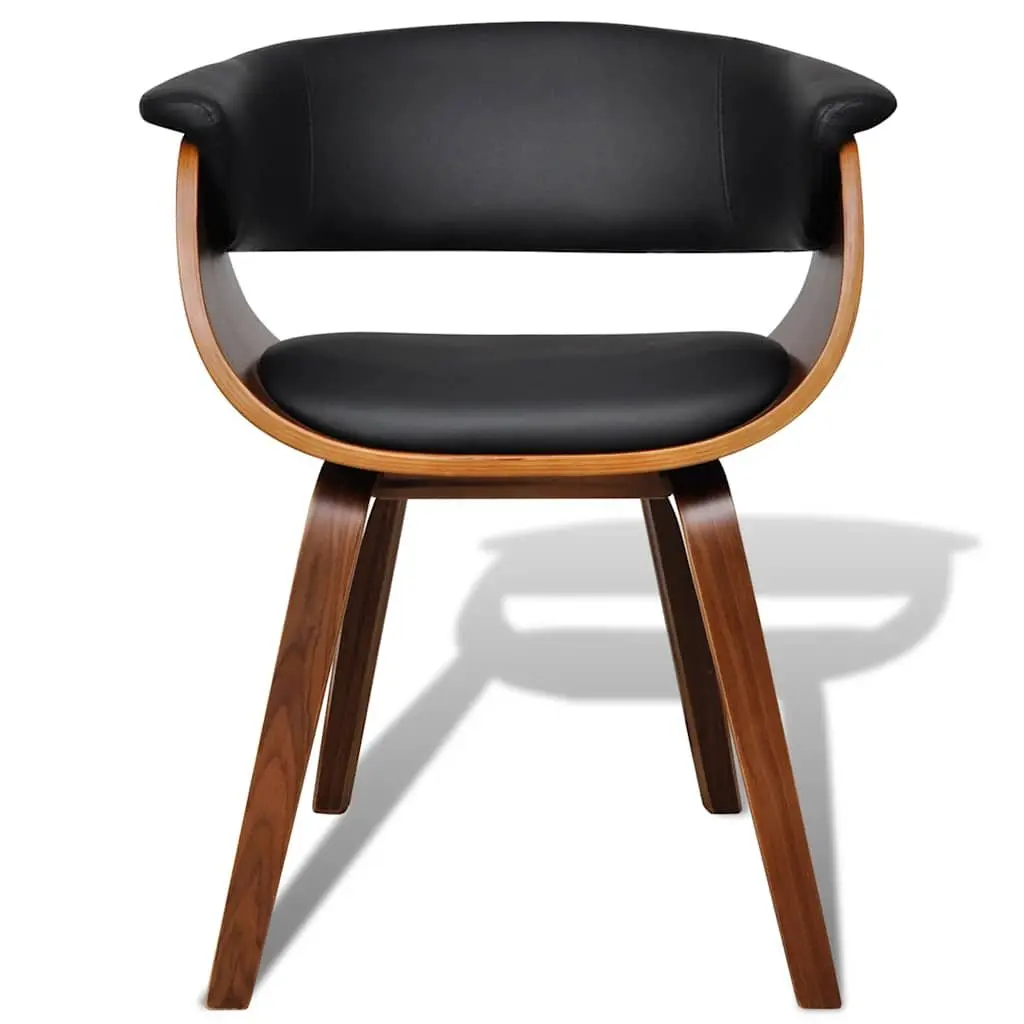 Dining Chairs Set 6 Piece Padded Faux Leather Seating Bent Wood Frame Black