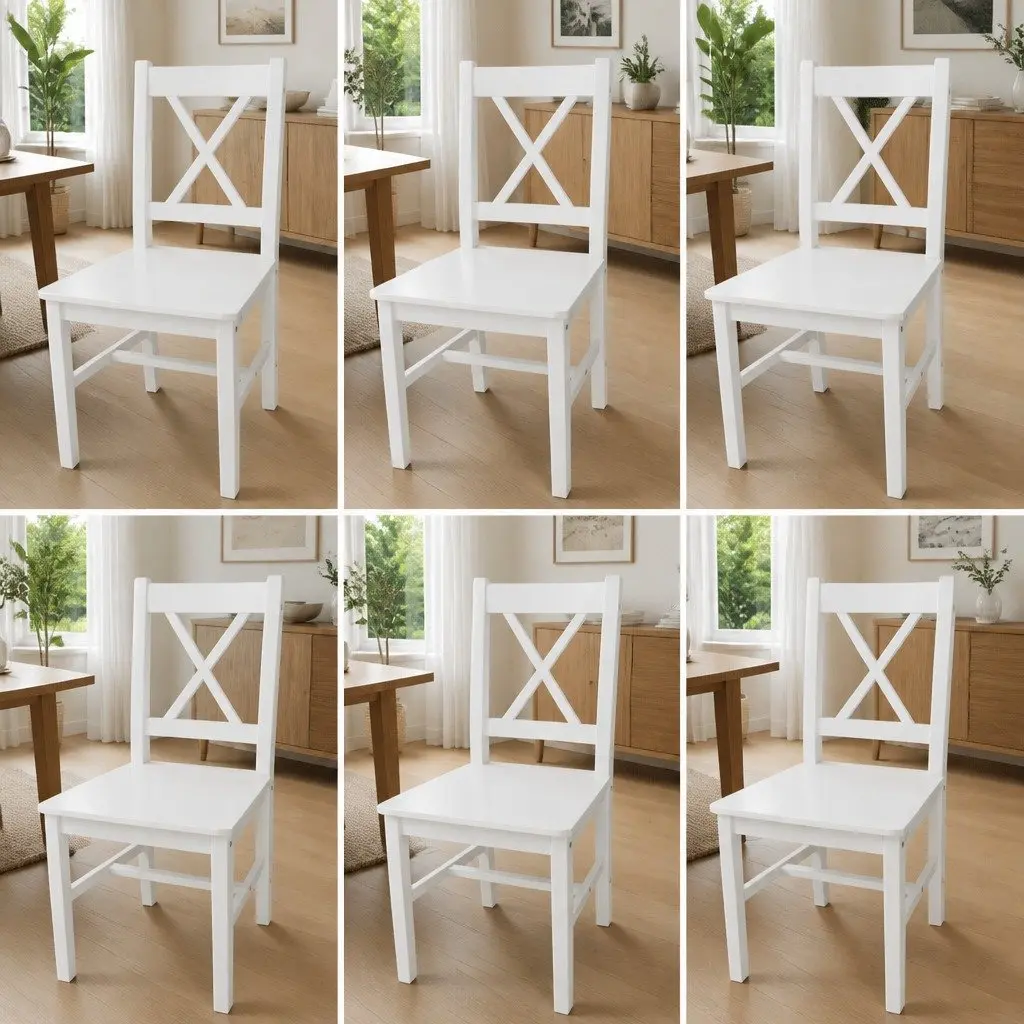 Dining Chairs White 6 Piece Kitchen Dining Room Furniture Set