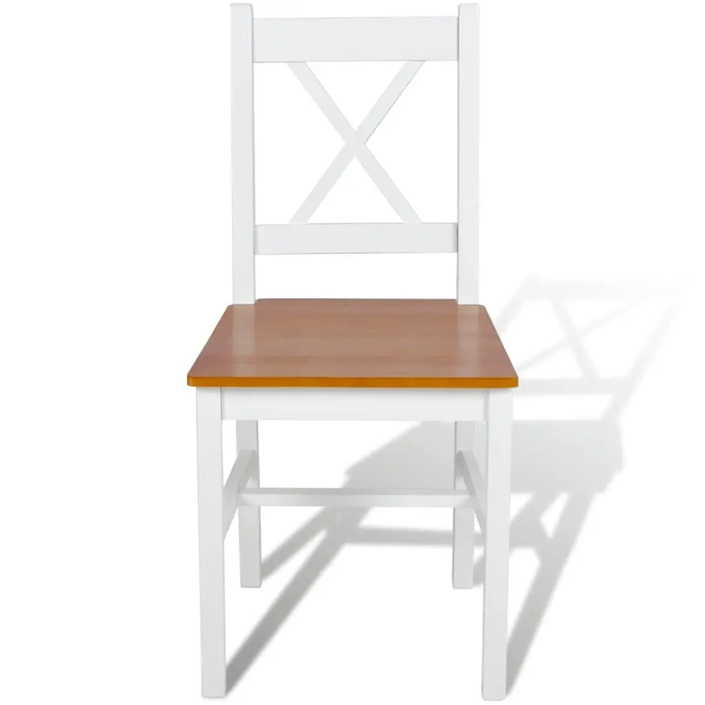 Dining Chairs Set 6 Pieces White Wooden Seating