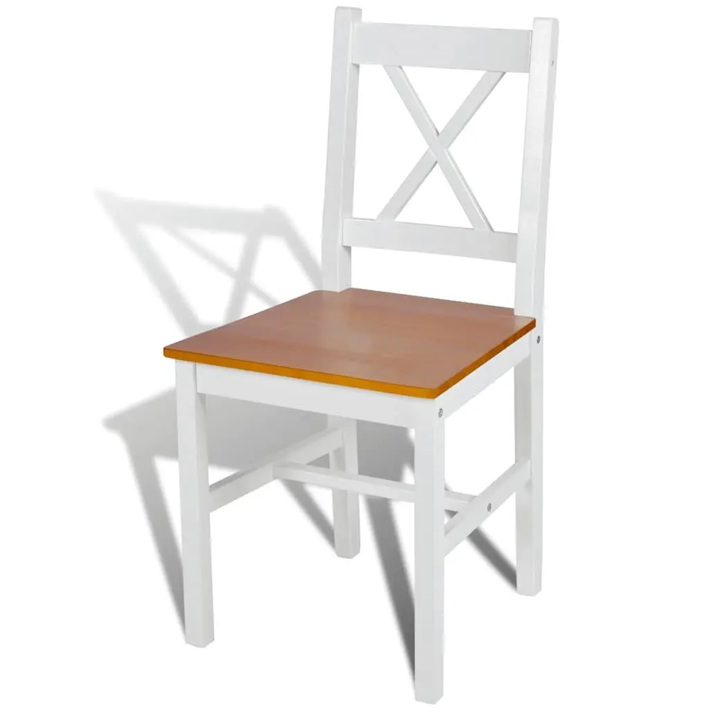 Dining Chairs Set 6 Pieces White Wooden Seating