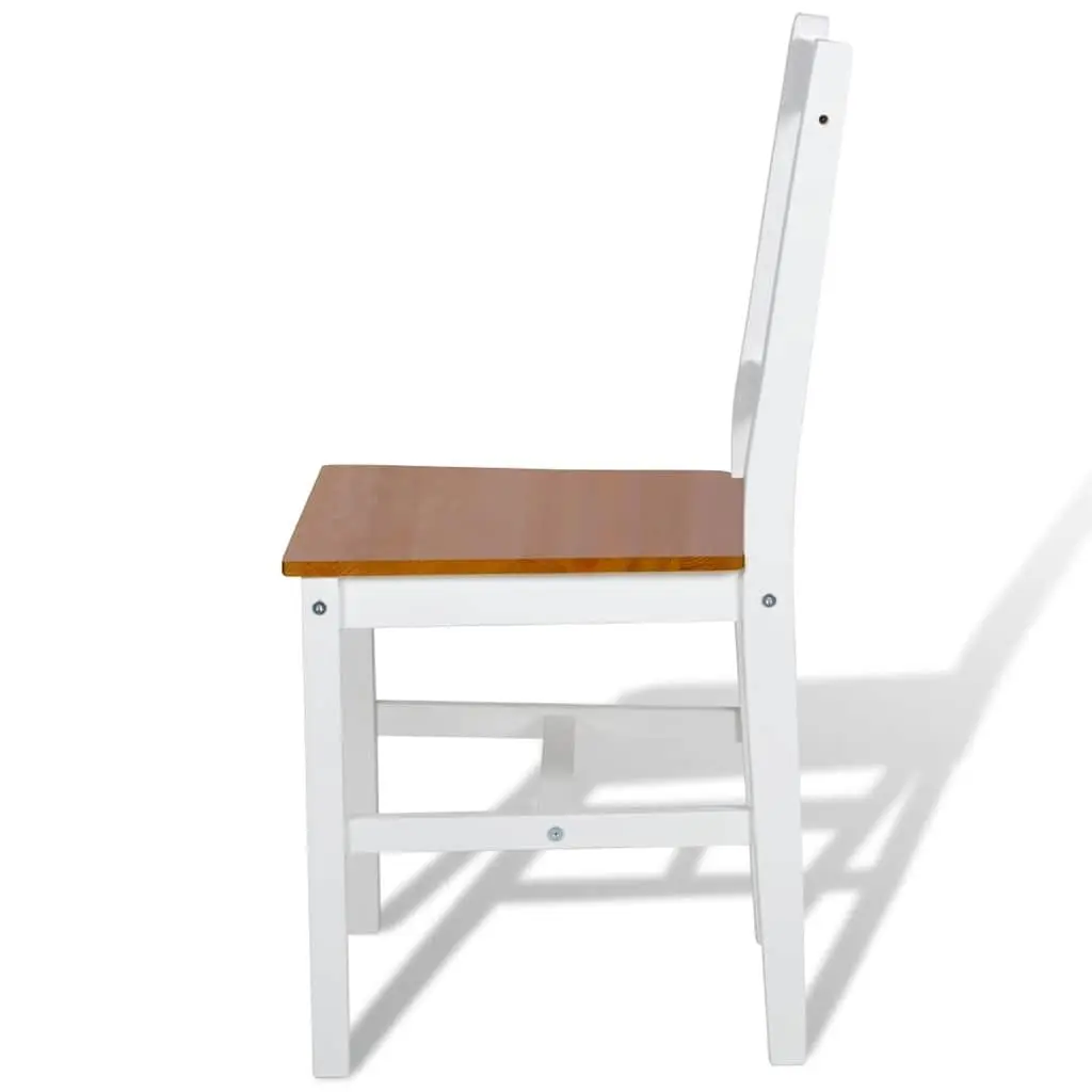 Dining Chairs Set 6 Pieces White Wooden Seating