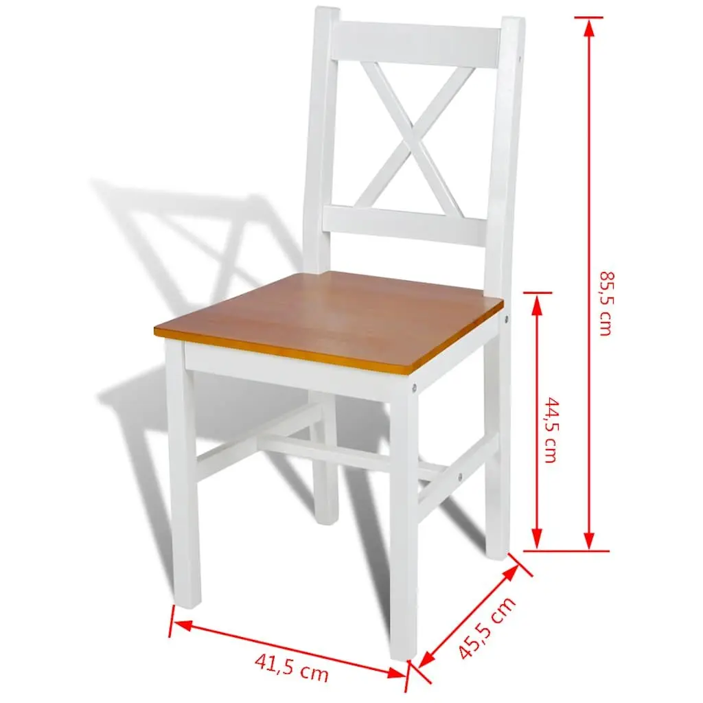 Dining Chairs Set 6 Pieces White Wooden Seating