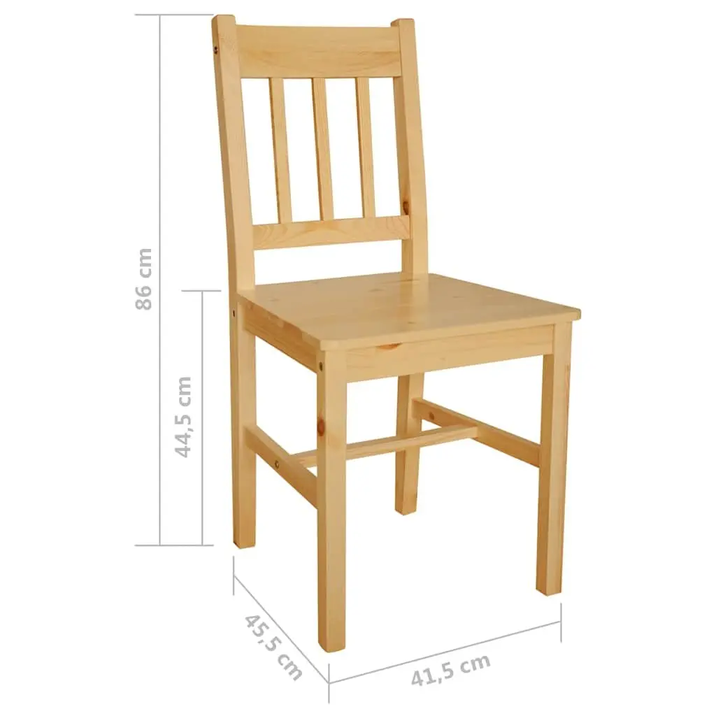 Beige Dining Chairs Set of 6 in Solid Pinewood