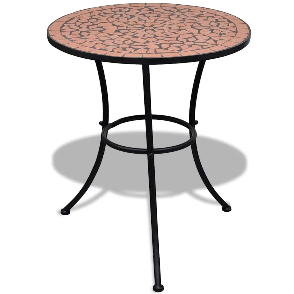 3 Piece Outdoor Bistro Set Brown Ceramic Tile Mosaic Garden Patio Furniture