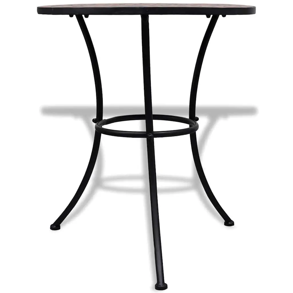 3 Piece Outdoor Bistro Set Brown Ceramic Tile Mosaic Garden Patio Furniture