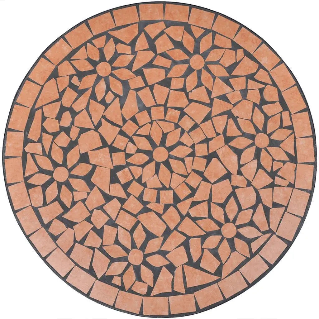 3 Piece Outdoor Bistro Set Brown Ceramic Tile Mosaic Garden Patio Furniture
